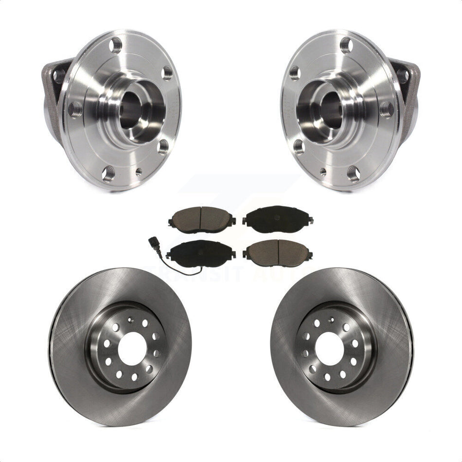 Front Hub Bearing Assembly With Disc Brake Rotors And Ceramic Pads Kit For 2015 Volkswagen GTI Performance Package KBB-122495