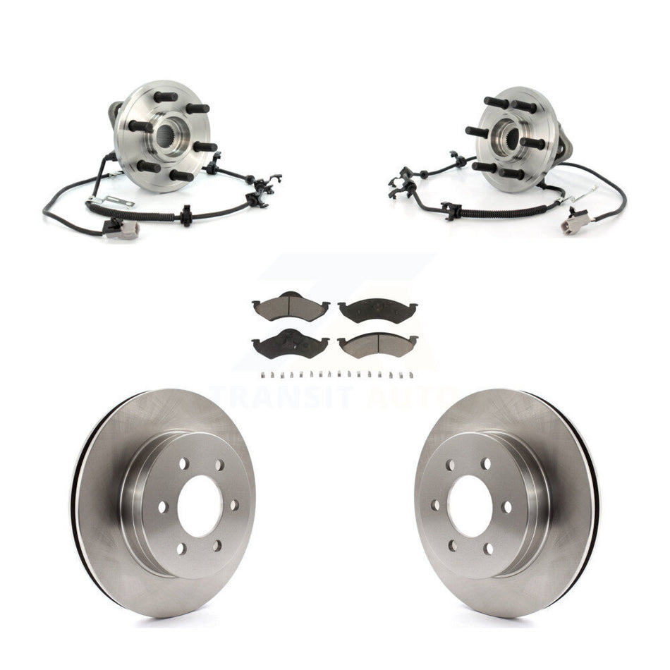 Front Hub Bearing Assembly With Disc Brake Rotors And Ceramic Pads Kit For 2000-2002 Dodge Dakota Durango 4WD with 4-Wheel ABS KBB-122512