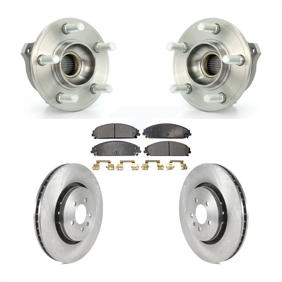 Front Hub Bearing Assembly With Disc Brake Rotors And Semi-Metallic Pads Kit For Dodge Charger 355mm Diameter Rotor KBB-122533