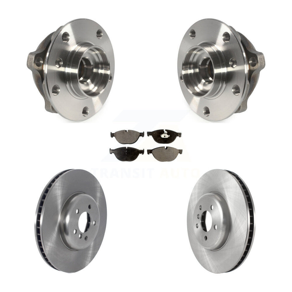 Front Hub Bearing Assembly With Disc Brake Rotors And Semi-Metallic Pads Kit For BMW 750Li xDrive 750i 550i GT KBB-122541