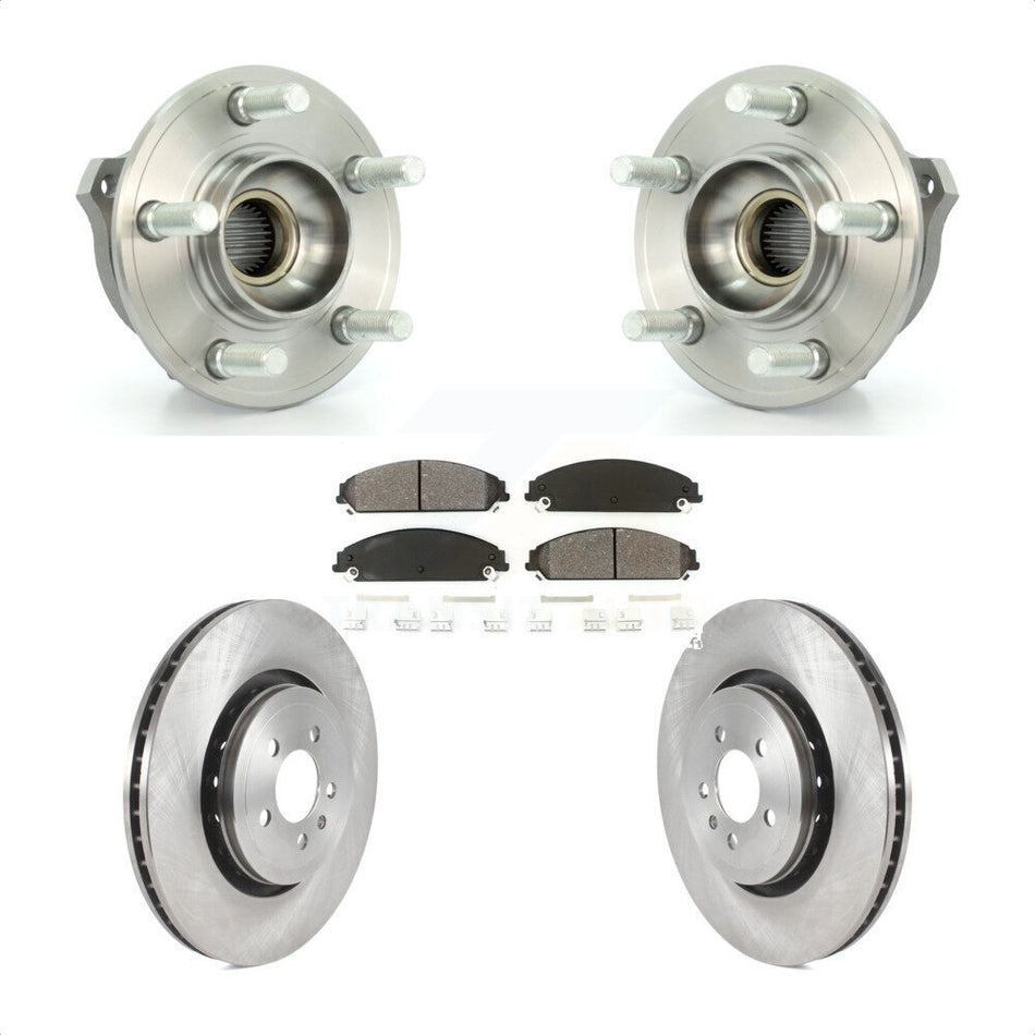 Front Hub Bearing Assembly With Disc Brake Rotors And Semi-Metallic Pads Kit For Dodge Charger 355mm Diameter Rotor KBB-122547