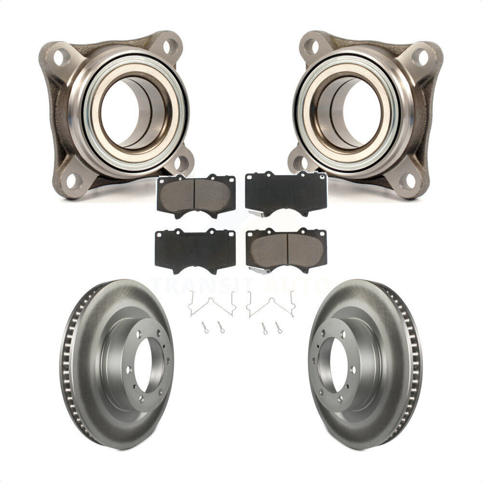 Front Wheel Bearing With Coated Disc Brake Rotors And Ceramic Pads Kit For 2010-2022 Toyota 4Runner RWD Module KBB-122569