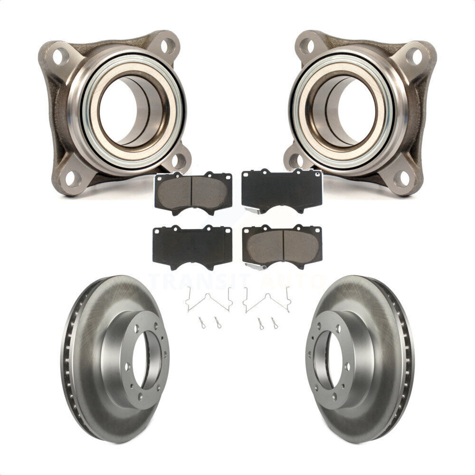 Front Wheel Bearing With Coated Disc Brake Rotors And Ceramic Pads Kit For Toyota Tacoma FJ Cruiser RWD KBB-122570