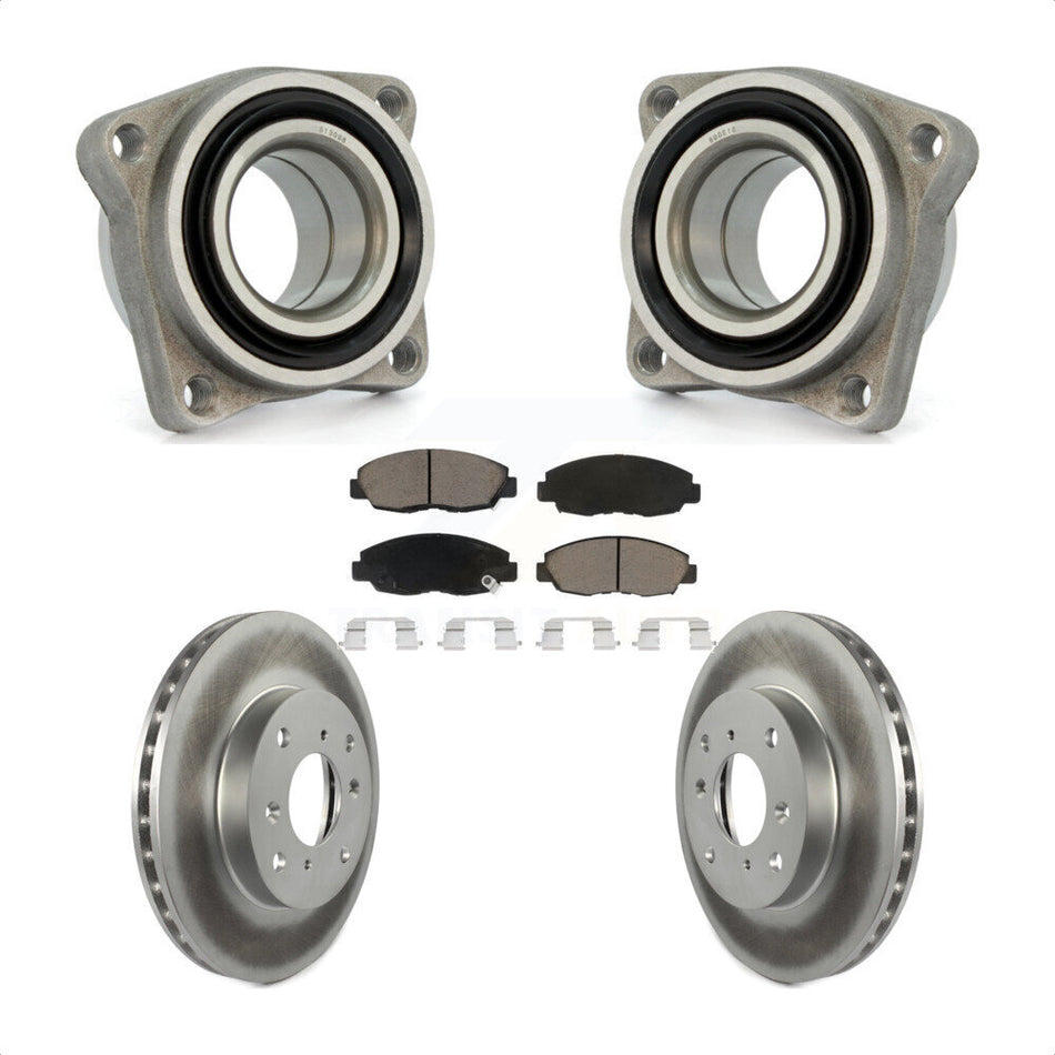 Front Wheel Bearing With Coated Disc Brake Rotors And Ceramic Pads Kit For 1998-1999 Acura CL 2.3L Module KBB-122572
