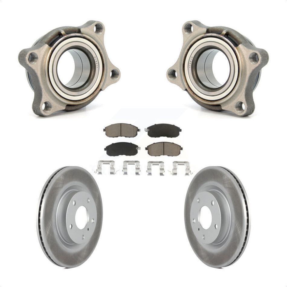 Front Wheel Bearing With Coated Disc Brake Rotors And Ceramic Pads Kit For 2005 INFINITI G35 AWD Module KBB-122573