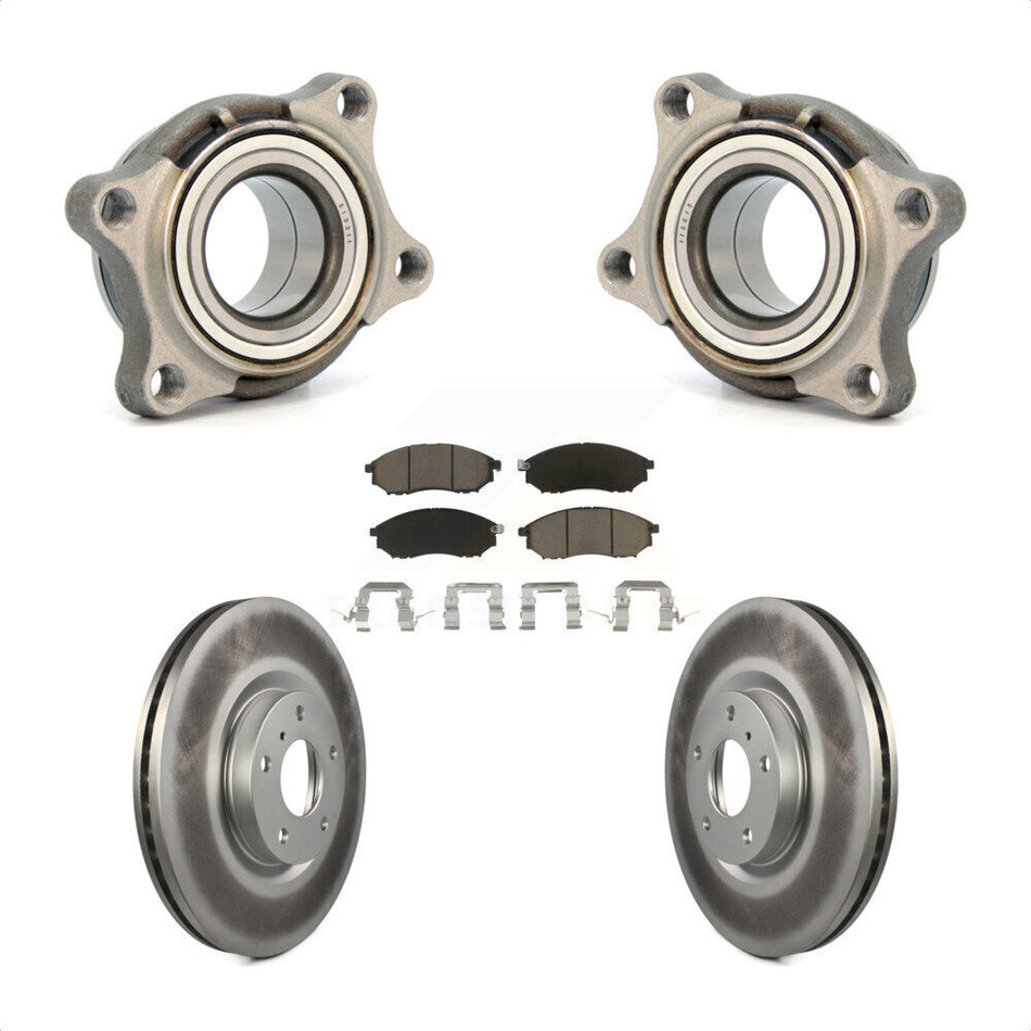 Front Wheel Bearing With Coated Disc Brake Rotors And Ceramic Pads Kit For 2006 INFINITI G35 AWD Module KBB-122574