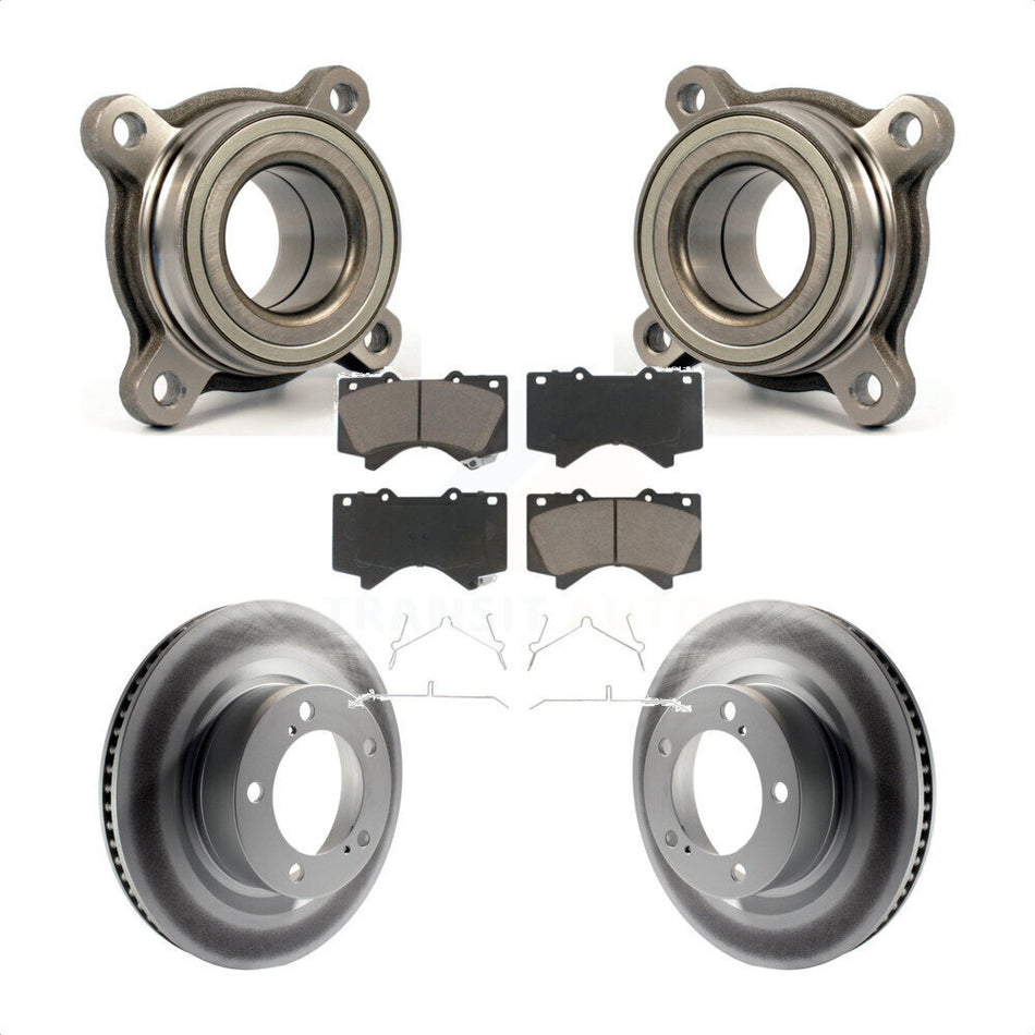Front Wheel Bearing With Coated Disc Brake Rotors And Ceramic Pads Kit For Toyota Tundra Sequoia Lexus LX570 Module KBB-122575