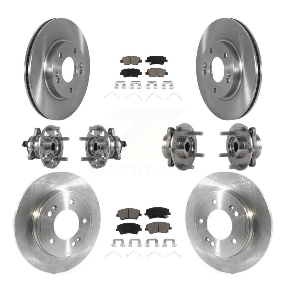 Front Rear Hub Bearings Assembly Disc Brake Rotors And Ceramic Pads Kit (10Pc) For Kia Niro Hyundai Ioniq KBB-122647