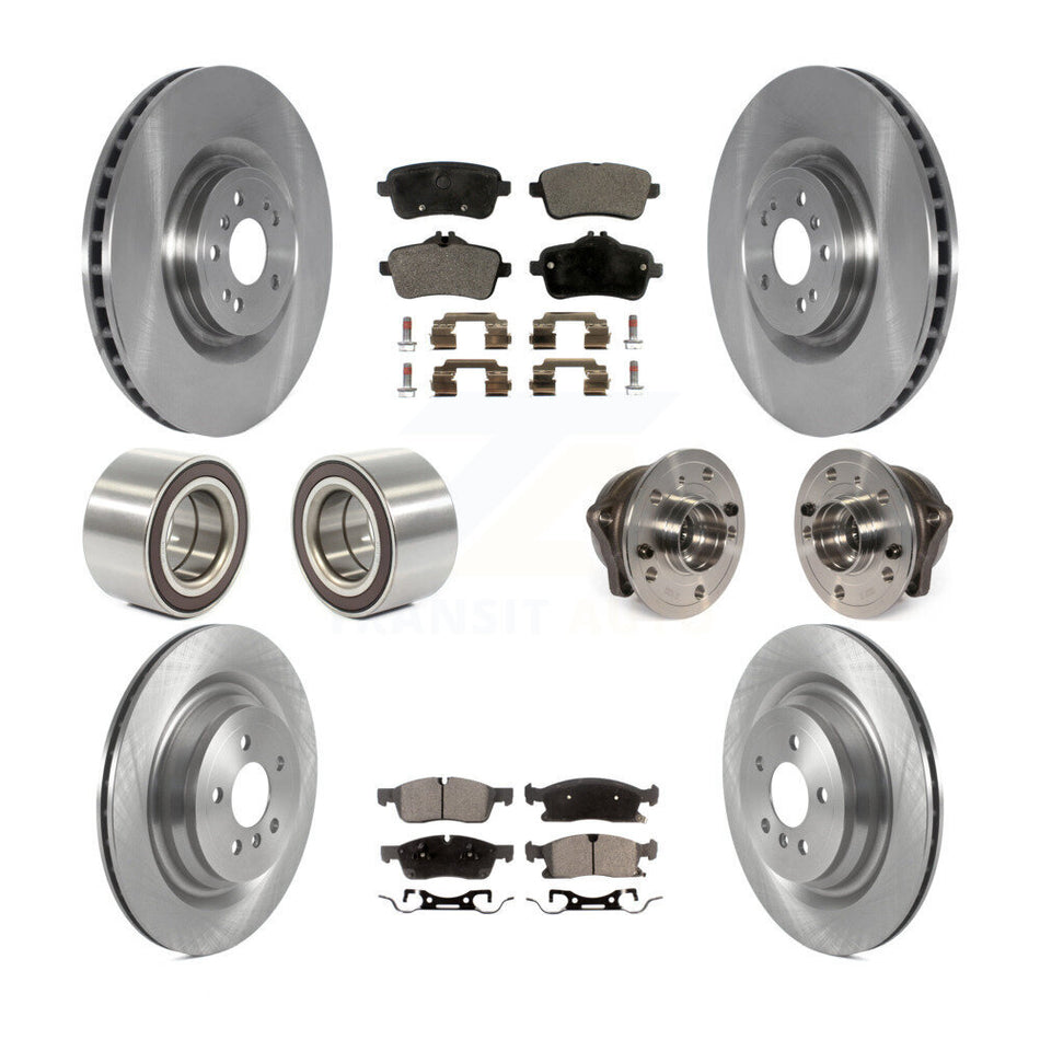 Front Rear Wheel Hub Bearings Assembly Disc Brake Rotors And Semi-Metallic Pads Shoes Kit (10Pc) For Mercedes-Benz GL450 GL350 ML250 KBB-122670