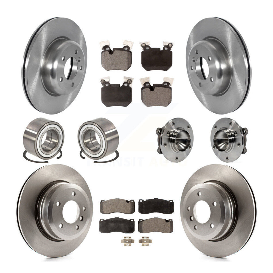 Front Rear Wheel Hub Bearings Assembly Disc Brake Rotors And Semi-Metallic Pads Shoes Kit (10Pc) For BMW 135i 135is KBB-122674