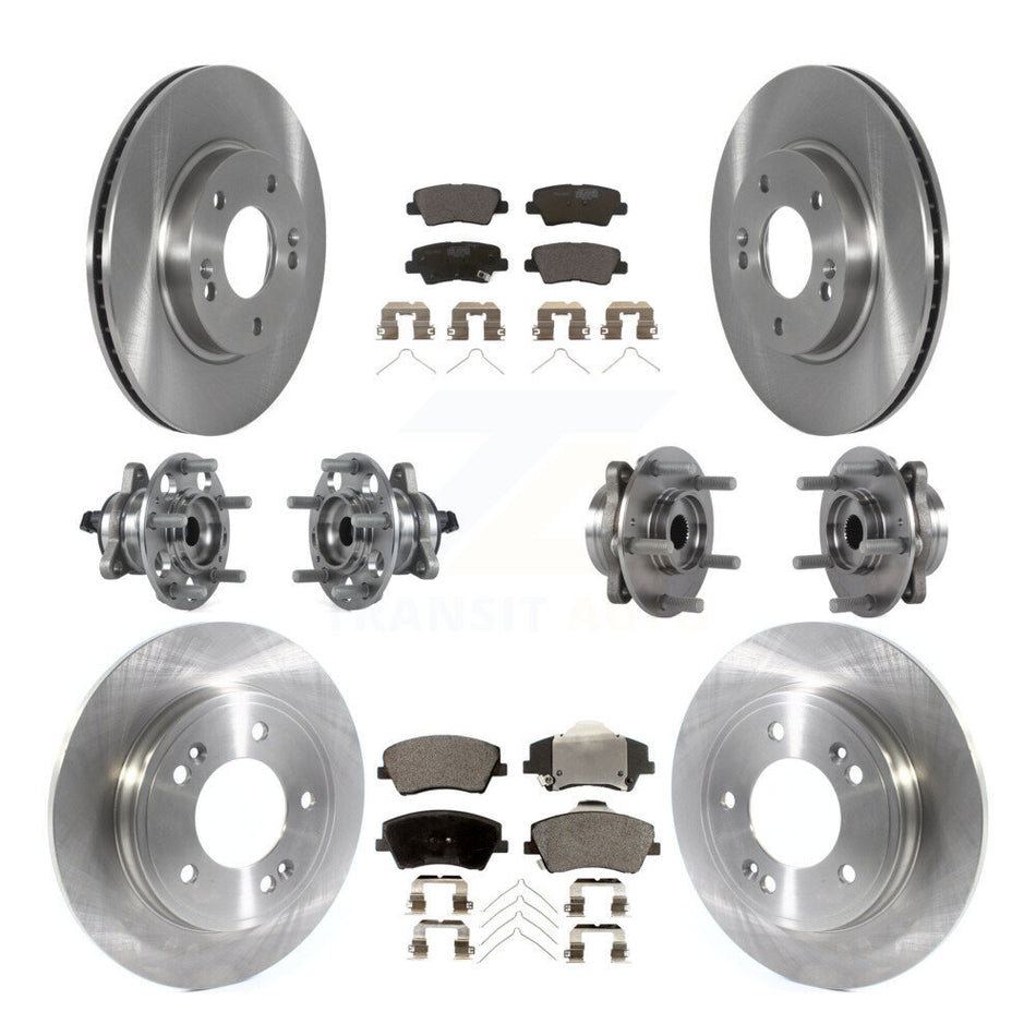 Front Rear Hub Bearings Assembly Disc Brake Rotors And Ceramic Pads Kit (10Pc) For Kia Niro Hyundai Ioniq KBB-122691