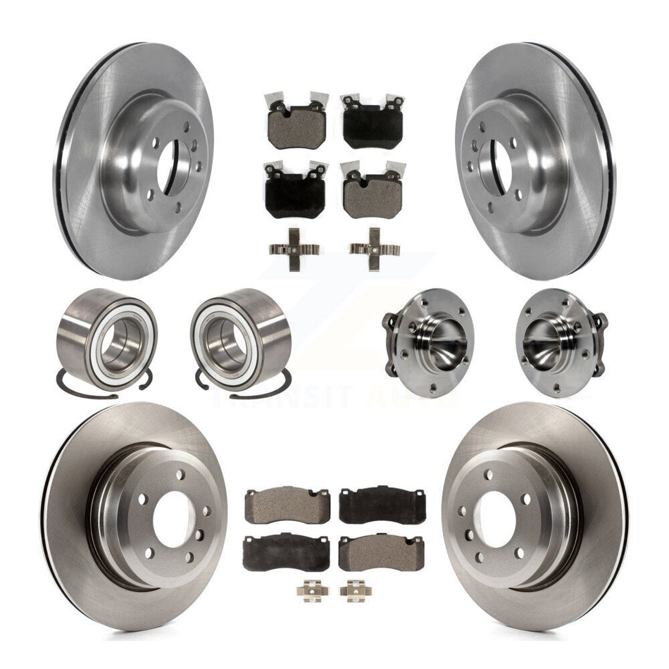 Front Rear Wheel Hub Bearings Assembly Disc Brake Rotors And Ceramic Pads Shoes Kit (10Pc) For BMW 135i 135is KBB-122698