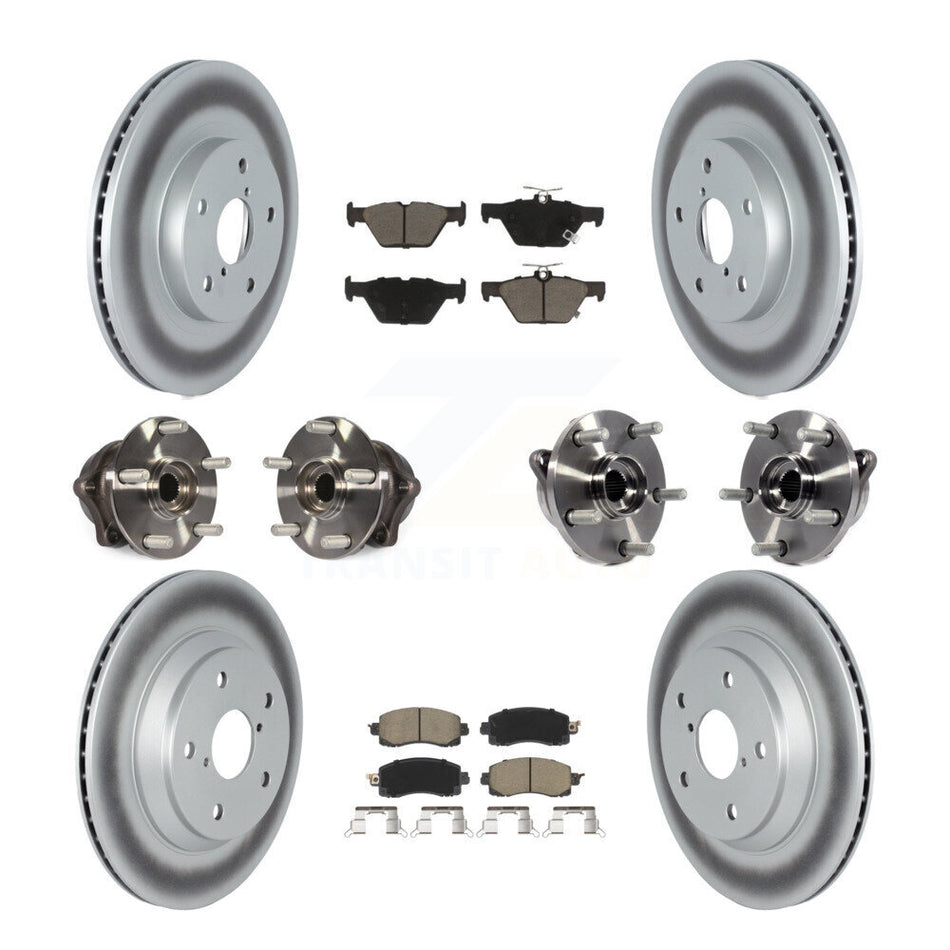 Front Rear Hub Bearings Assembly Coated Disc Brake Rotors And Ceramic Pads Kit (10Pc) For 2019 Subaru Forester Without Sport Package KBB-122706