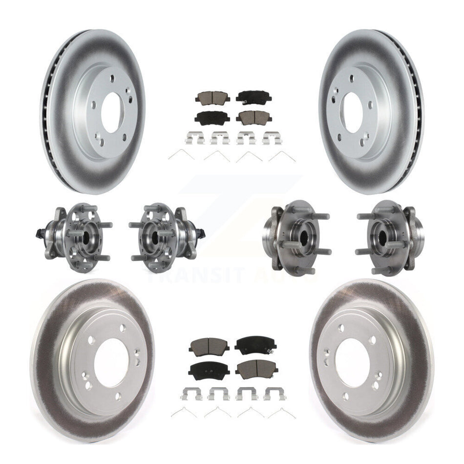 Front Rear Hub Bearings Assembly Coated Disc Brake Rotors And Ceramic Pads Kit (10Pc) For Kia Niro Hyundai Ioniq KBB-122708