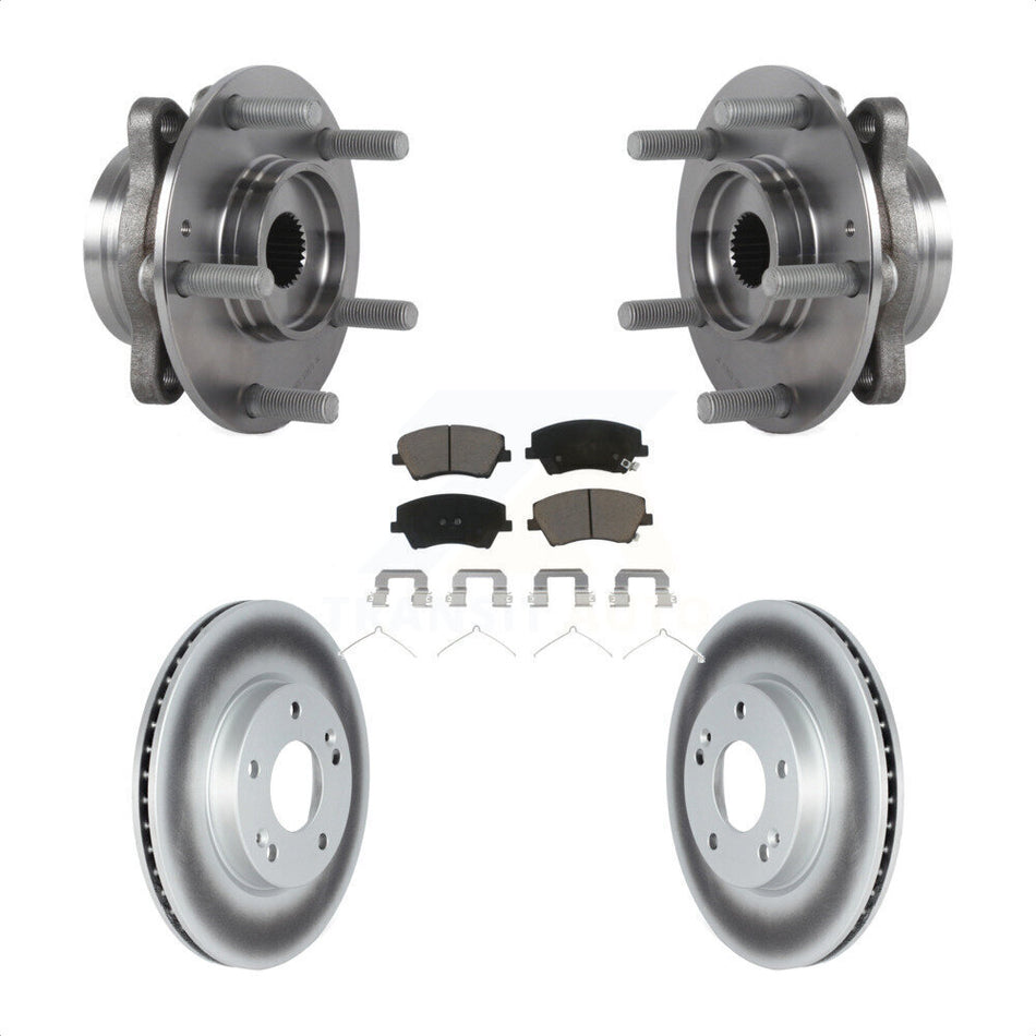 Front Hub Bearing Assembly With Coated Disc Brake Rotors And Ceramic Pads Kit For Kia Niro Hyundai Ioniq KBB-122724