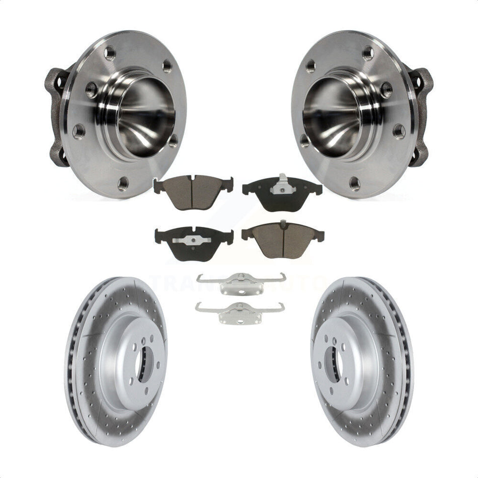 Front Hub Bearing Assembly With Coated Disc Brake Rotors And Ceramic Pads Kit For 2012 BMW 335i Convertible Coupe Blue Painted Calipers KBB-122725