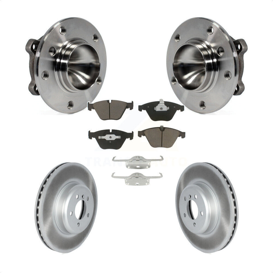 Front Hub Bearing Assembly With Coated Disc Brake Rotors And Ceramic Pads Kit For 2012 BMW 335i Convertible Coupe Blue Painted Calipers KBB-122726