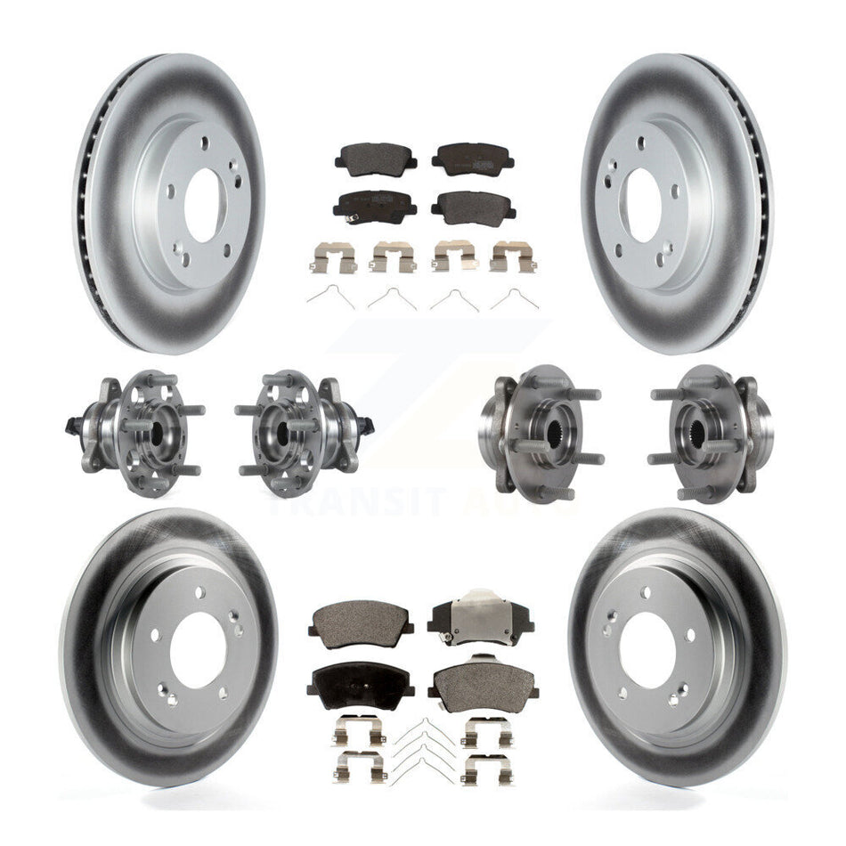 Front Rear Hub Bearings Assembly Coated Disc Brake Rotors And Semi-Metallic Pads Kit (10Pc) For 2018-2019 Kia Niro Hyundai Ioniq KBB-122744