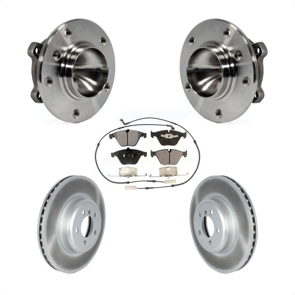 Front Hub Bearing Assembly With Coated Disc Brake Rotors And Semi-Metallic Pads Kit For 2012 BMW 335i Convertible Coupe Blue Painted Calipers KBB-122760