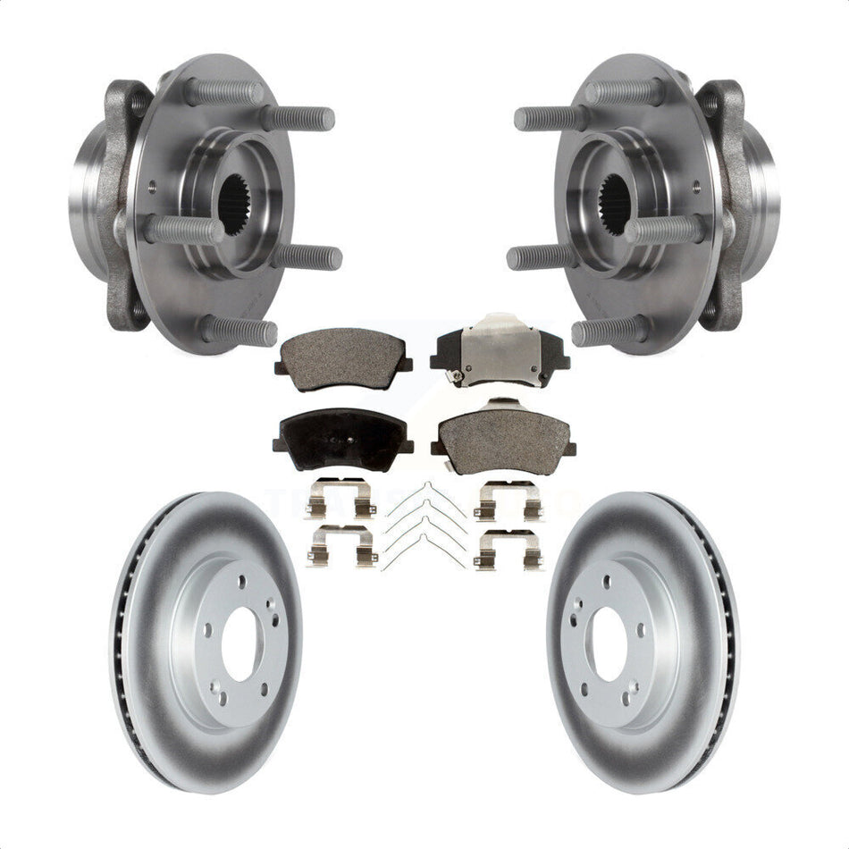 Front Hub Bearing Assembly With Coated Disc Brake Rotors And Semi-Metallic Pads Kit For Kia Niro Hyundai Ioniq KBB-122768