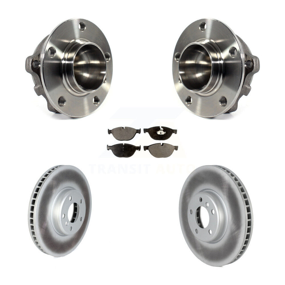 Front Hub Bearing Assembly With Coated Disc Brake Rotors And Semi-Metallic Pads Kit For BMW 550i 650i 740Li 740i 535i GT Gran Coupe ActiveHybrid 7 KBB-122769