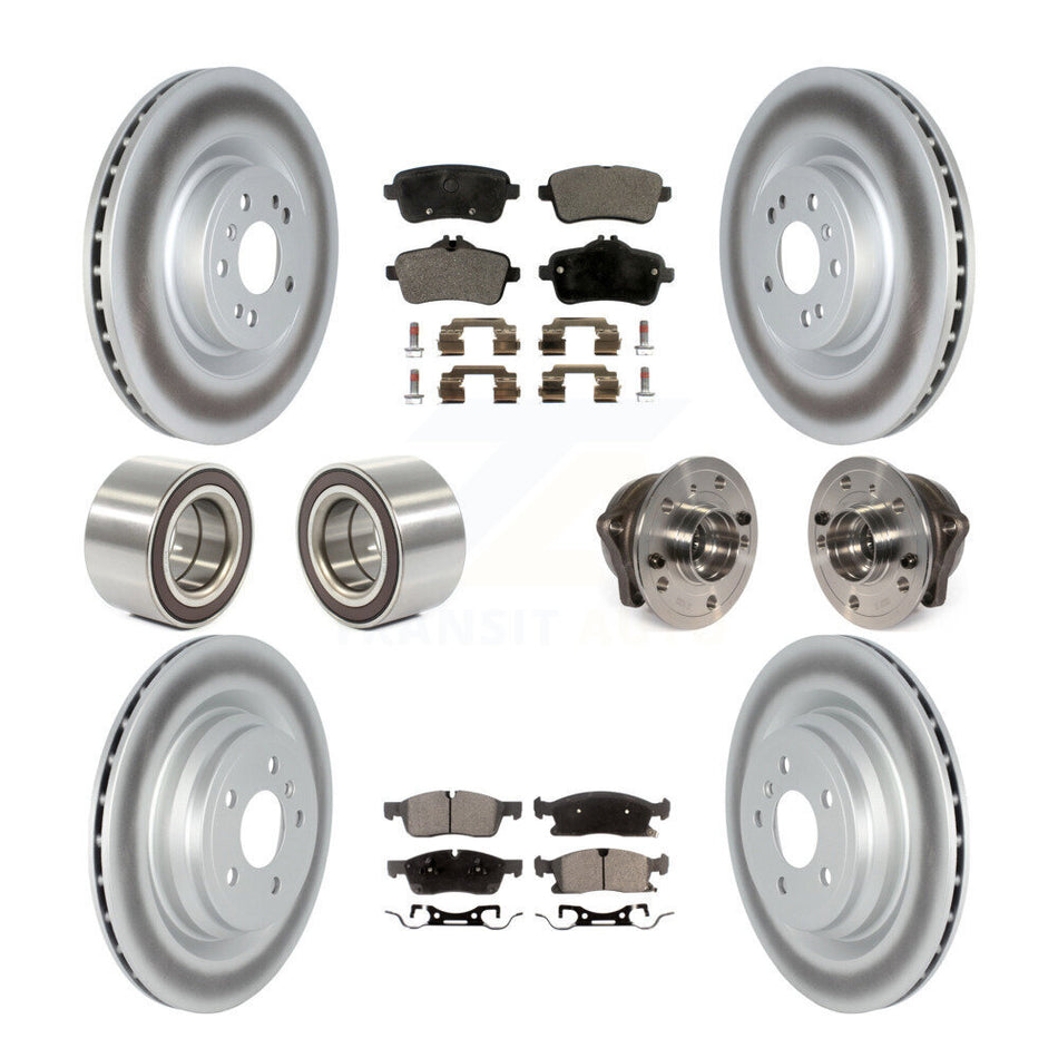 Front Rear Wheel Hub Bearings Assembly Coated Disc Brake Rotors And Semi-Metallic Pads Shoes Kit (10Pc) For 2016-2017 Mercedes-Benz GLE400 With AMG Package KBB-122778