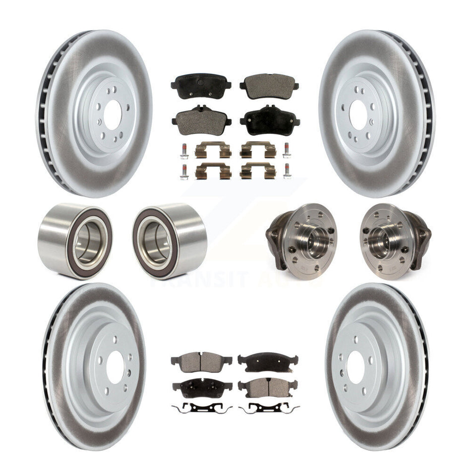 Front Rear Wheel Hub Bearings Assembly Coated Disc Brake Rotors And Semi-Metallic Pads Shoes Kit (10Pc) For Mercedes-Benz GL450 GL350 ML250 KBB-122782