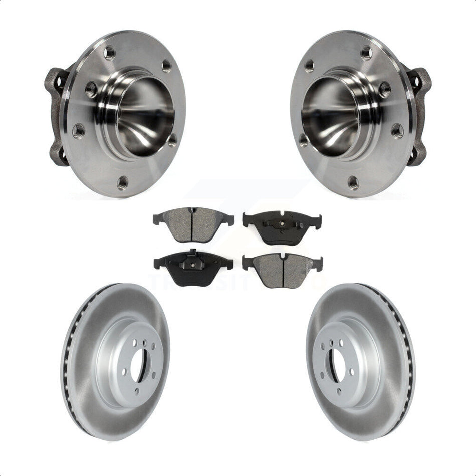 Front Hub Bearing Assembly With Coated Disc Brake Rotors And Semi-Metallic Pads Kit For 2012 BMW 335i Convertible Coupe Blue Painted Calipers KBB-122796