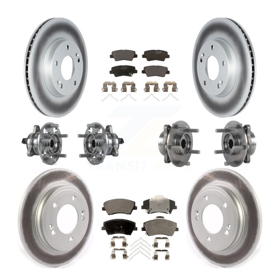 Front Rear Hub Bearings Assembly Coated Disc Brake Rotors And Ceramic Pads Kit (10Pc) For Kia Niro Hyundai Ioniq KBB-122817