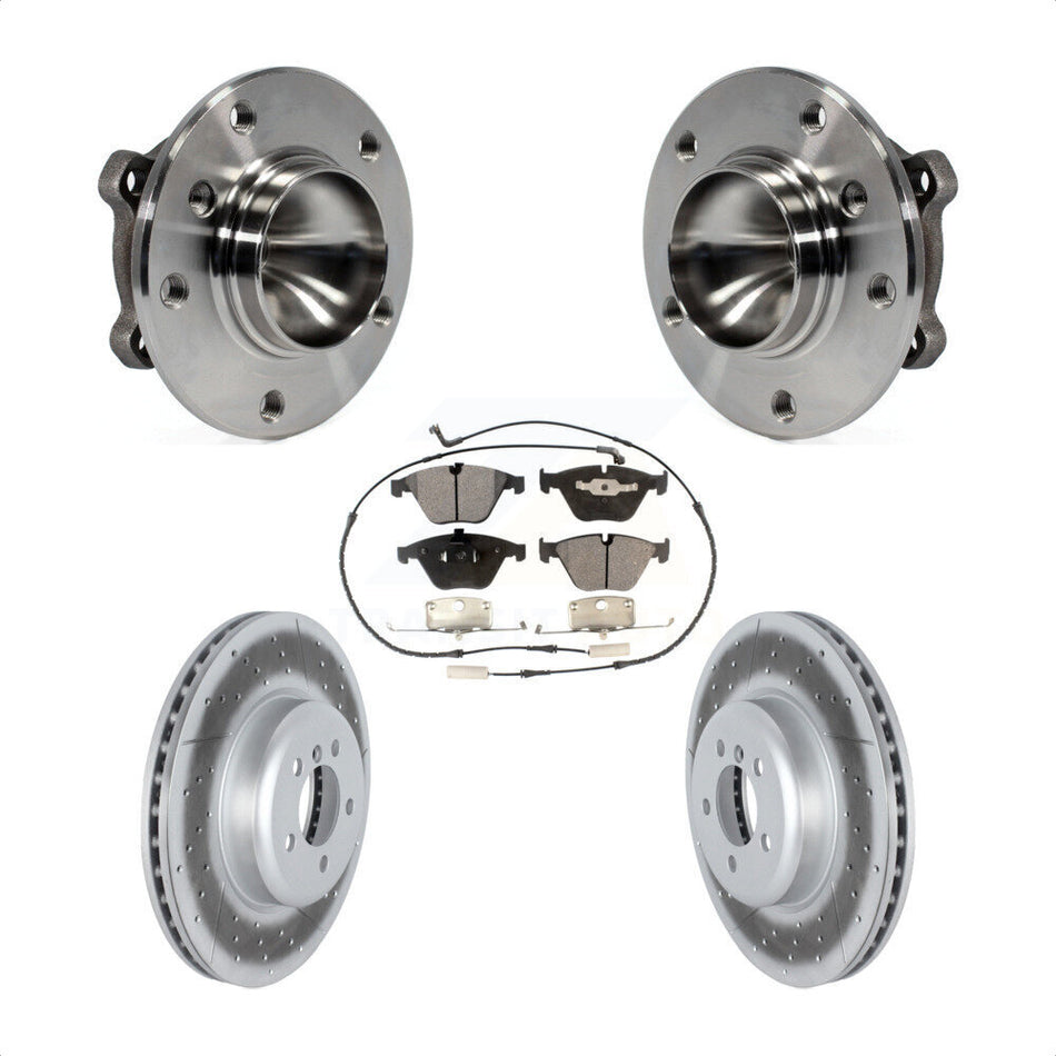 Front Hub Bearing Assembly With Coated Disc Brake Rotors And Ceramic Pads Kit For 2012 BMW 335i Convertible Coupe Blue Painted Calipers KBB-122828