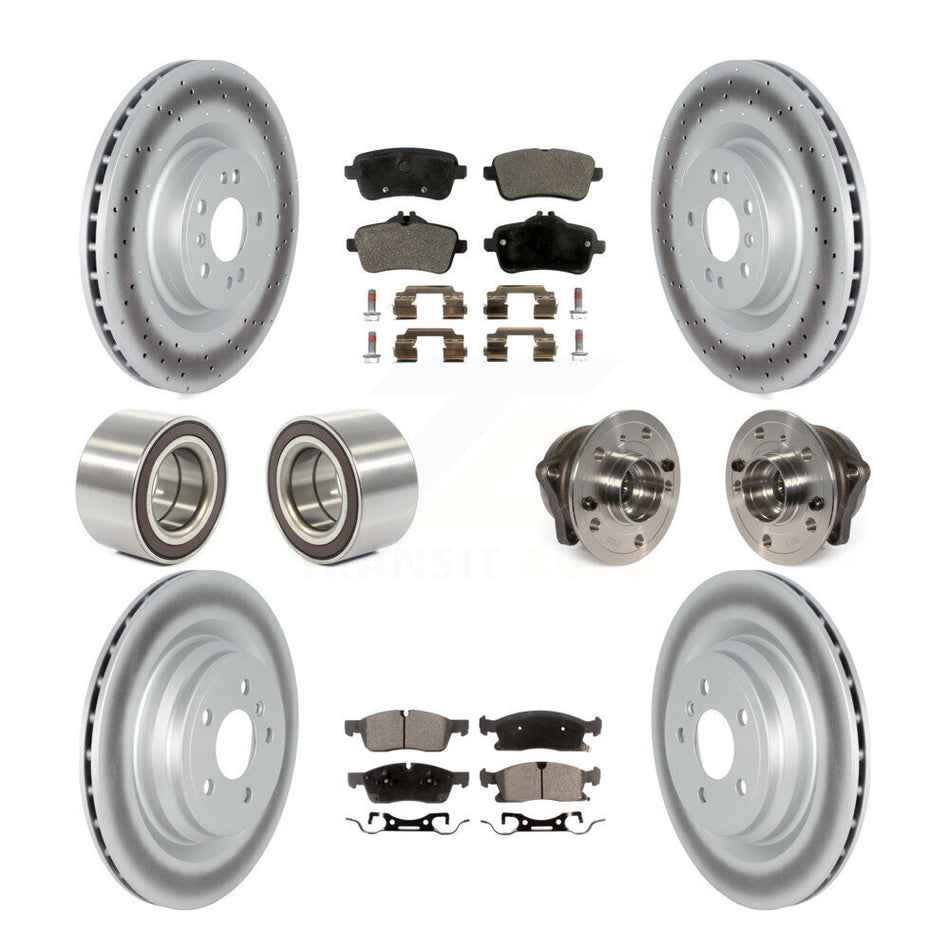 Front Rear Wheel Hub Bearings Assembly Coated Disc Brake Rotors And Ceramic Pads Shoes Kit (10Pc) For 2016-2017 Mercedes-Benz GLE400 With AMG Package KBB-122848