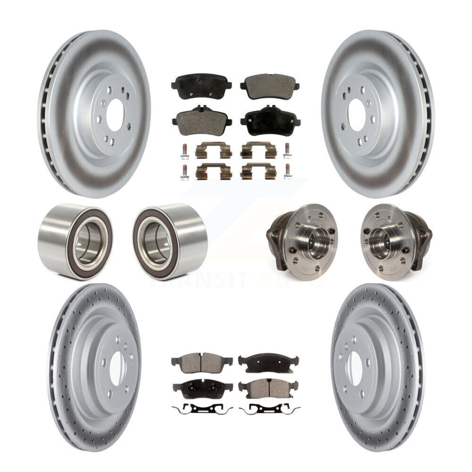 Front Rear Wheel Hub Bearings Assembly Coated Disc Brake Rotors And Ceramic Pads Shoes Kit (10Pc) For 2016-2017 Mercedes-Benz GLE400 With AMG Package KBB-122849