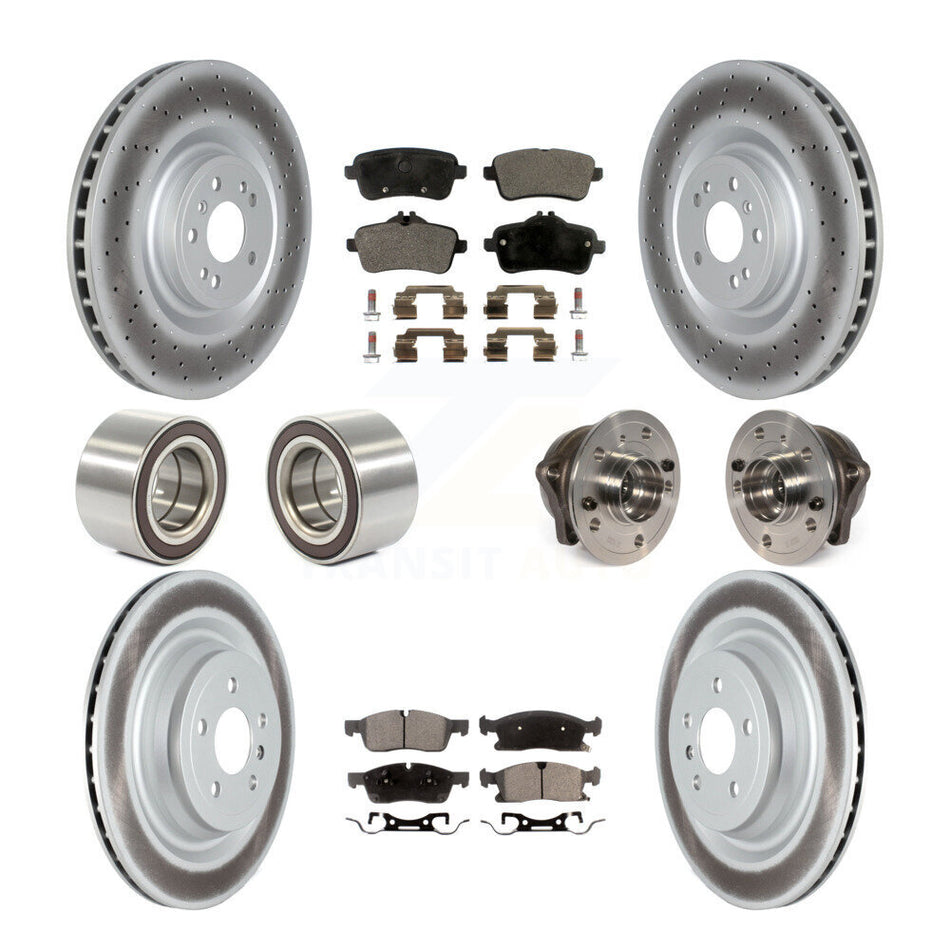 Front Rear Wheel Hub Bearings Assembly Coated Disc Brake Rotors And Ceramic Pads Shoes Kit (10Pc) For Mercedes-Benz GL450 GL350 ML250 KBB-122852