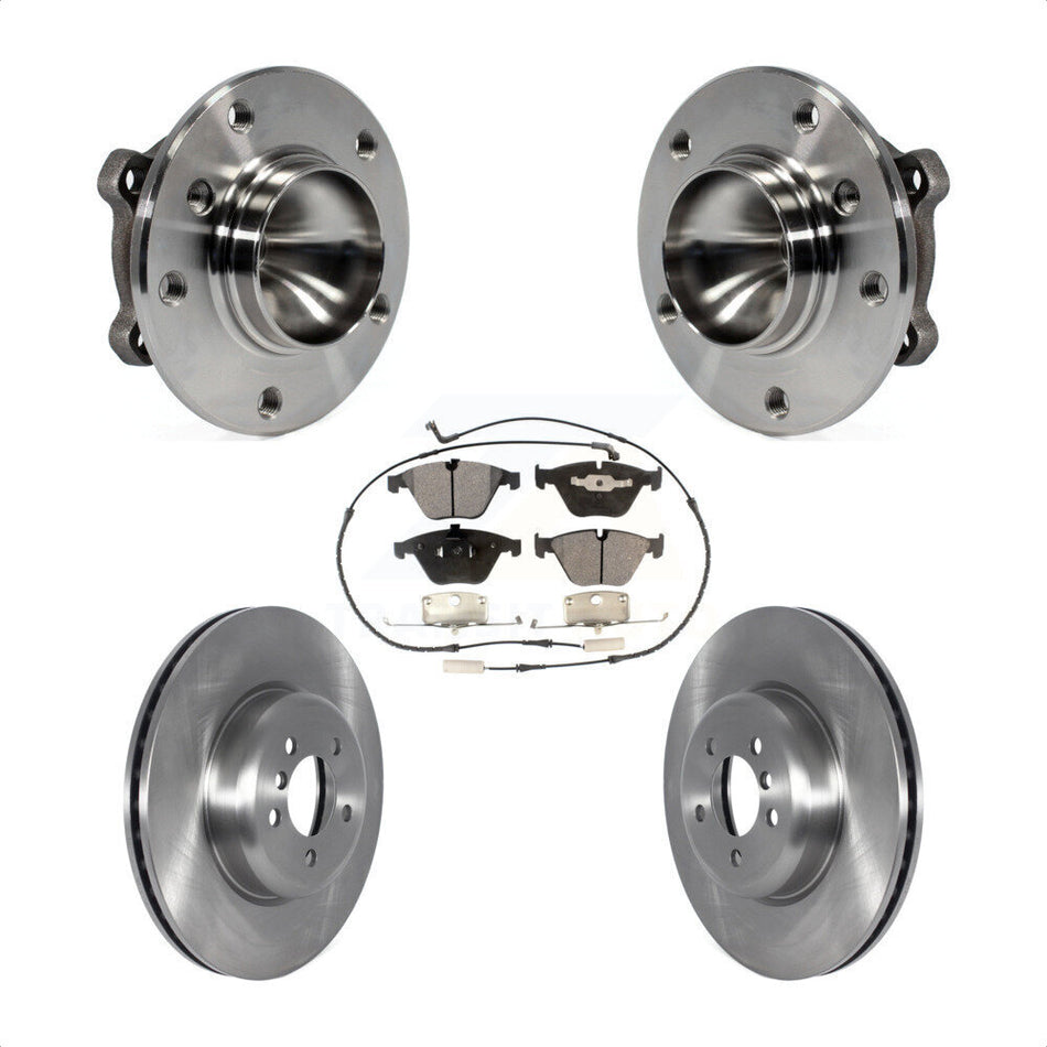 Front Hub Bearing Assembly With Disc Brake Rotors And Semi-Metallic Pads Kit For 2012 BMW 335i Convertible Coupe Blue Painted Calipers KBB-122872