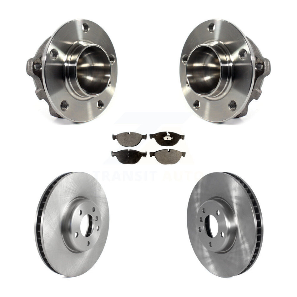 Front Hub Bearing Assembly With Disc Brake Rotors And Semi-Metallic Pads Kit For BMW 550i 650i 740Li 740i 535i GT Gran Coupe ActiveHybrid 7 KBB-122875