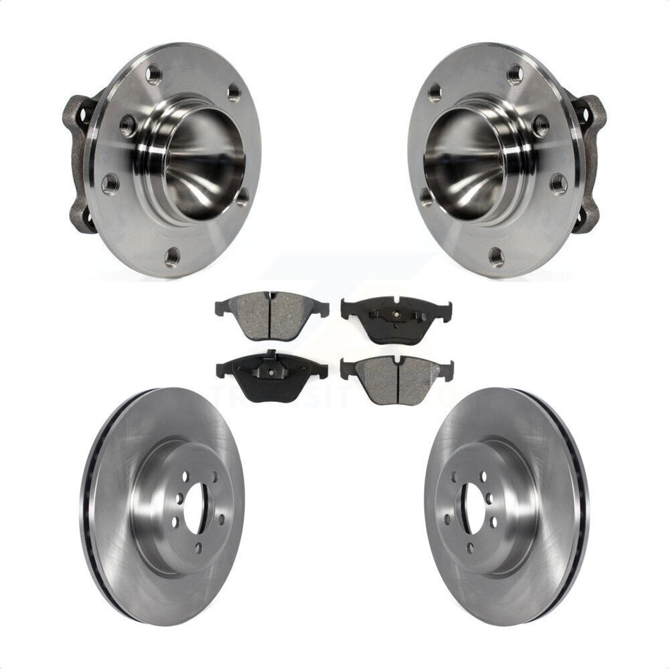 Front Hub Bearing Assembly With Disc Brake Rotors And Semi-Metallic Pads Kit For 2012 BMW 335i Convertible Coupe Blue Painted Calipers KBB-122879