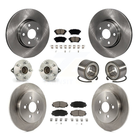Front Rear Hub Bearing Brake Rotor Pad Kit (10Pc) For 2019 Toyota Corolla Sedan with 1.8L KBB-122901