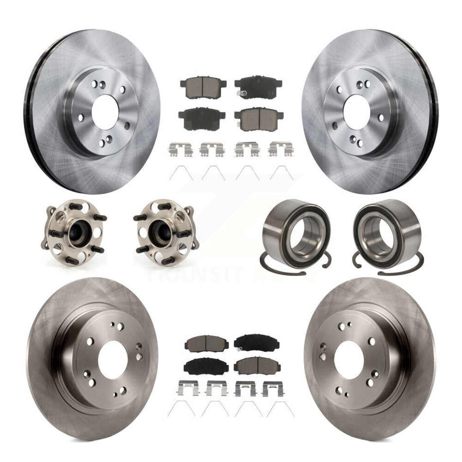 Front Rear Wheel Hub Bearings Assembly Disc Brake Rotors And Ceramic Pads Kit (10Pc) For Honda Accord Acura TSX KBB-122903