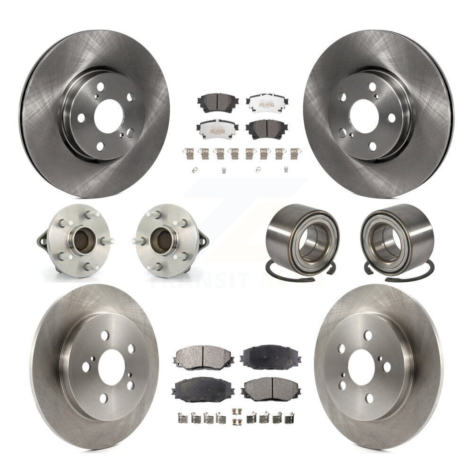 Front Rear Wheel Hub Bearings Assembly Disc Brake Rotors And Semi-Metallic Pads Kit (10Pc) For 2019 Toyota Corolla Sedan with 1.8L With Electric Parking KBB-122905