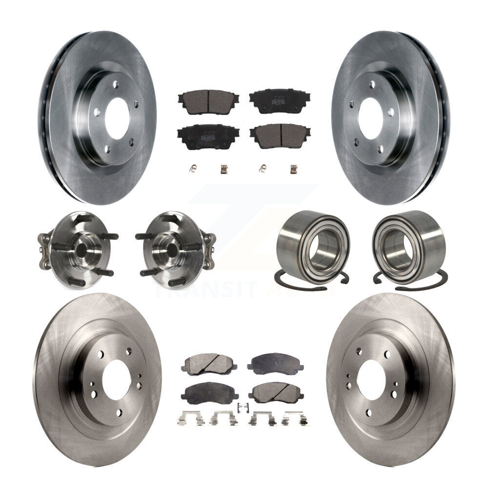 Front Rear Hub Bearing Brake Rotor Pads Kit (10Pc) For 2017-2020 Mitsubishi Outlander AWD KBB-122906