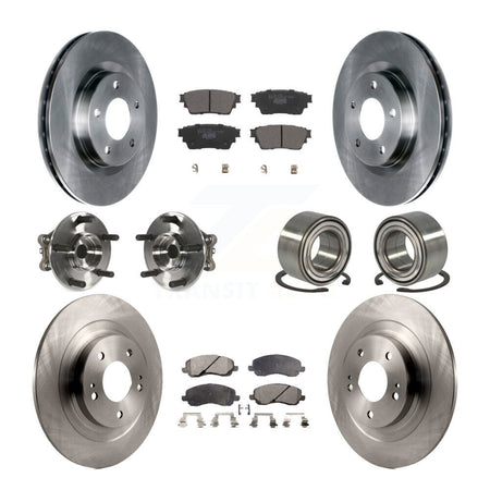 Front Rear Hub Bearing Brake Rotor Pads Kit (10Pc) For 2017-2020 Mitsubishi Outlander AWD KBB-122909