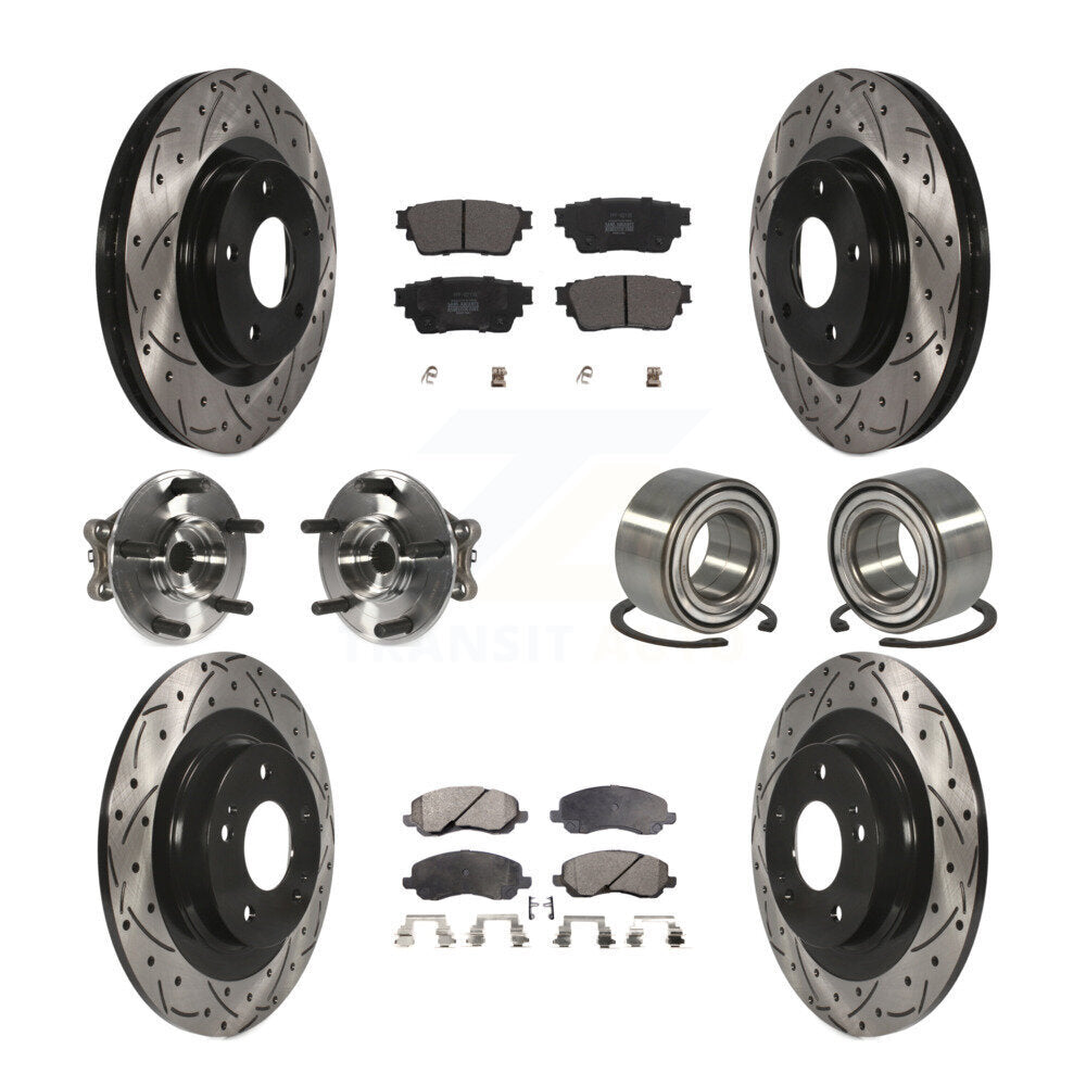 Front Rear Hub Bearing Coat Brake Rotor Pad Kit (10Pc) For 17-20 Mitsubishi Outlander AWD KBB-122918