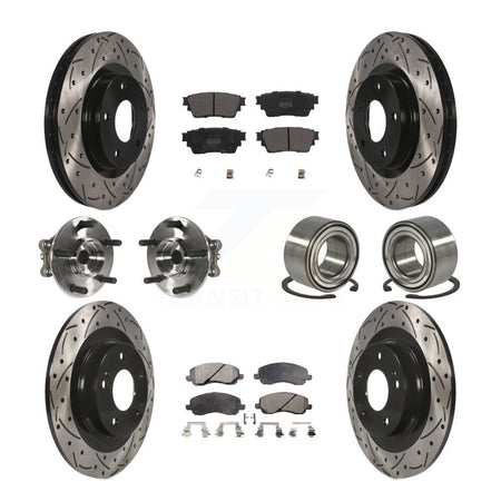 Front Rear Hub Bearing Coat Brake Rotor Pad Kit (10Pc) For 17-20 Mitsubishi Outlander AWD KBB-122918