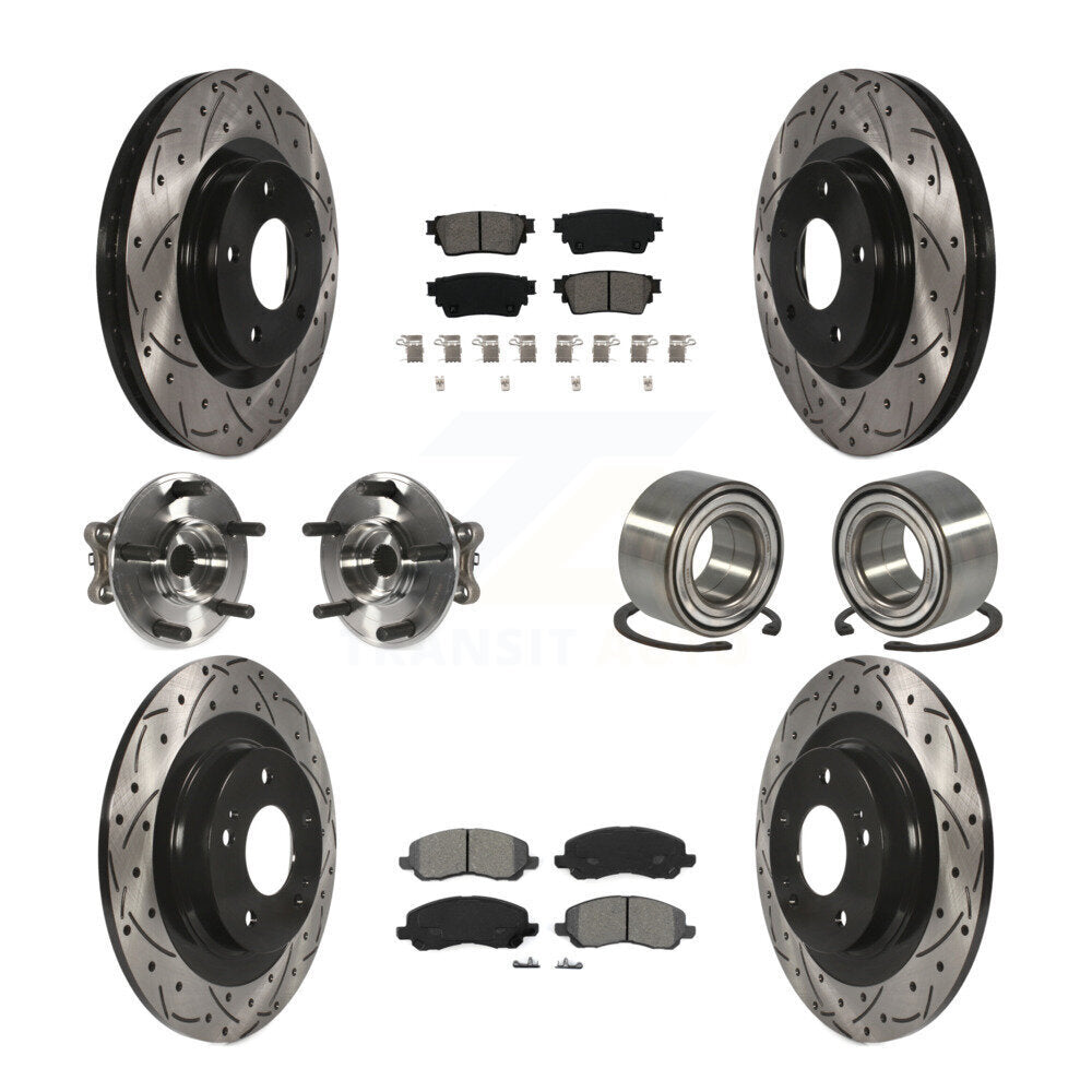 Front Rear Hub Bearing Coat Brake Rotor Pad Kit (10Pc) For 17-20 Mitsubishi Outlander AWD KBB-122920