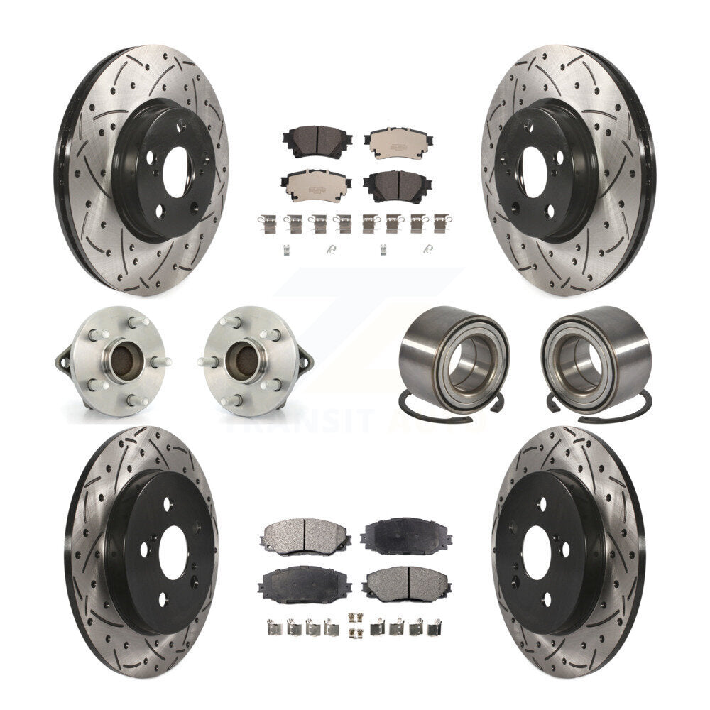Front Rear Hub Bearing Coat Brake Rotor Pad Kit (10Pc) For Toyota Corolla Sedan with 1.8L KBB-122921