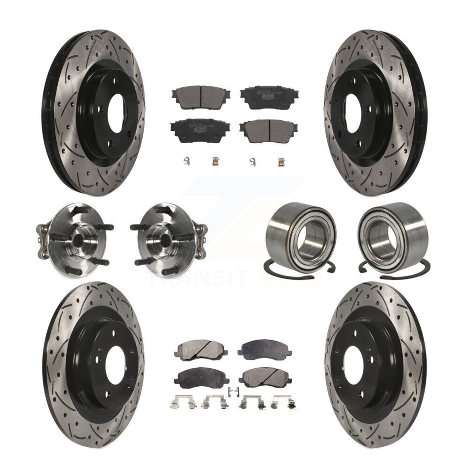 Front Rear Hub Bearing Coat Brake Rotor Pad Kit (10Pc) For 17-20 Mitsubishi Outlander AWD KBB-122922