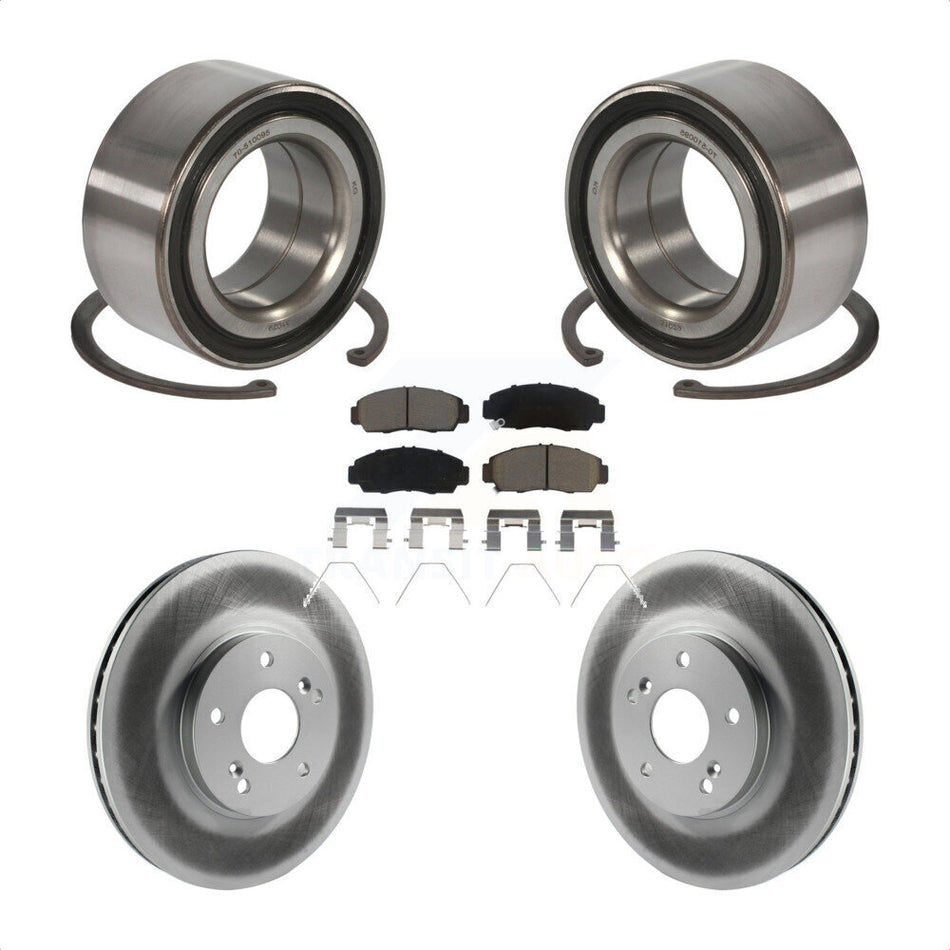 Front Wheel Bearing With Coated Disc Brake Rotors And Ceramic Pads Kit For Honda Accord Acura TSX KBB-122932