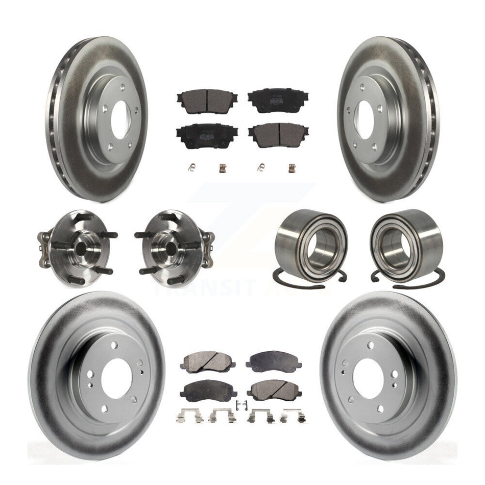 Front Rear Hub Bearing Coat Brake Rotor Pad Kit (10Pc) For 17-20 Mitsubishi Outlander AWD KBB-122938