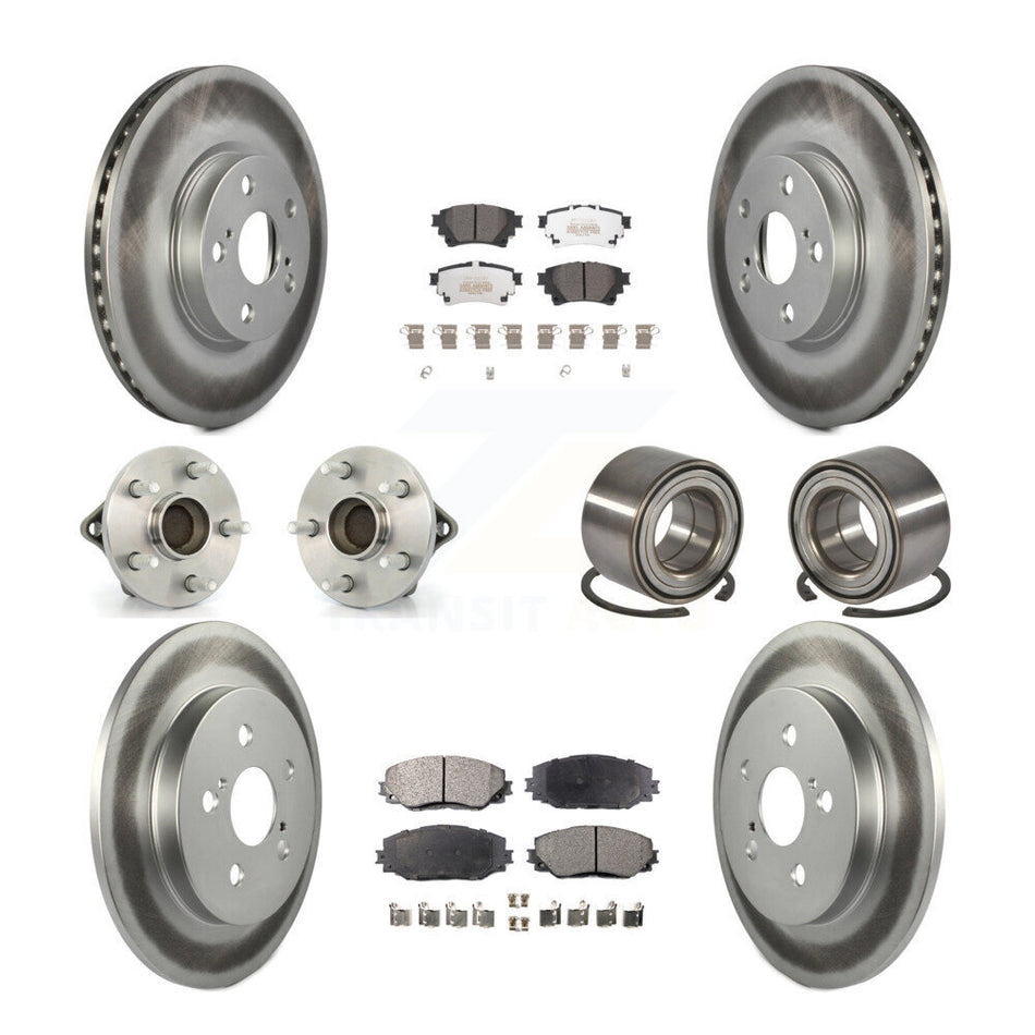 Front Rear Wheel Hub Bearings Assembly Coated Disc Brake Rotors And Semi-Metallic Pads Kit (10Pc) For 2019 Toyota Corolla Sedan with 1.8L With Electric Parking KBB-122939