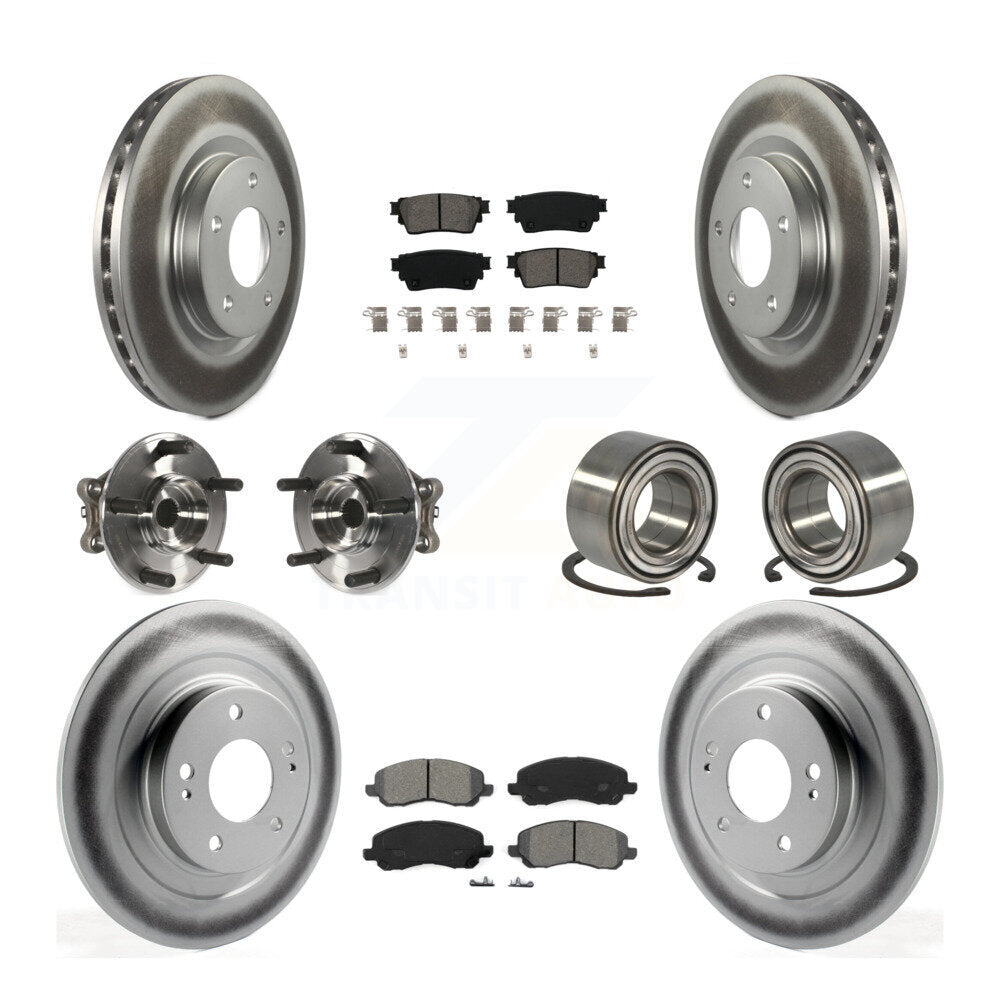 Front Rear Hub Bearing Coat Brake Rotor Pad Kit (10Pc) For 17-20 Mitsubishi Outlander AWD KBB-122940